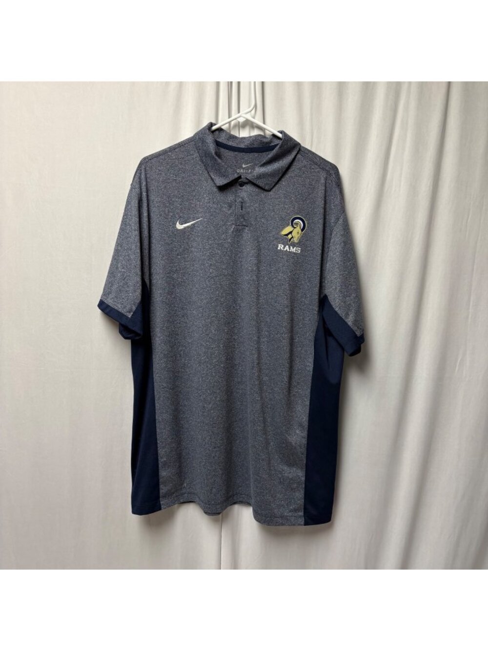 Nike Dri-Fit Polo Shirt Mens Size XL Rams Gray Navy Short Sleeve Sportswear